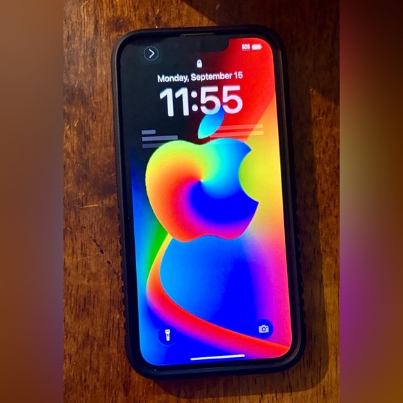 Apple iPhone with Black Protective Case